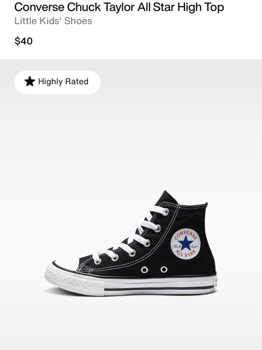 Converse Kids' High-Top Sneakers in Black and White